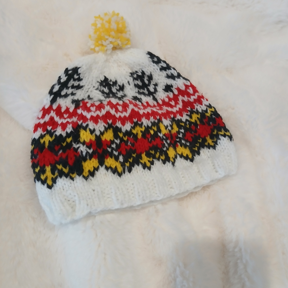 Cozy Knit Pom-Pom Hat for Kids - White, Red, Yellow, Black